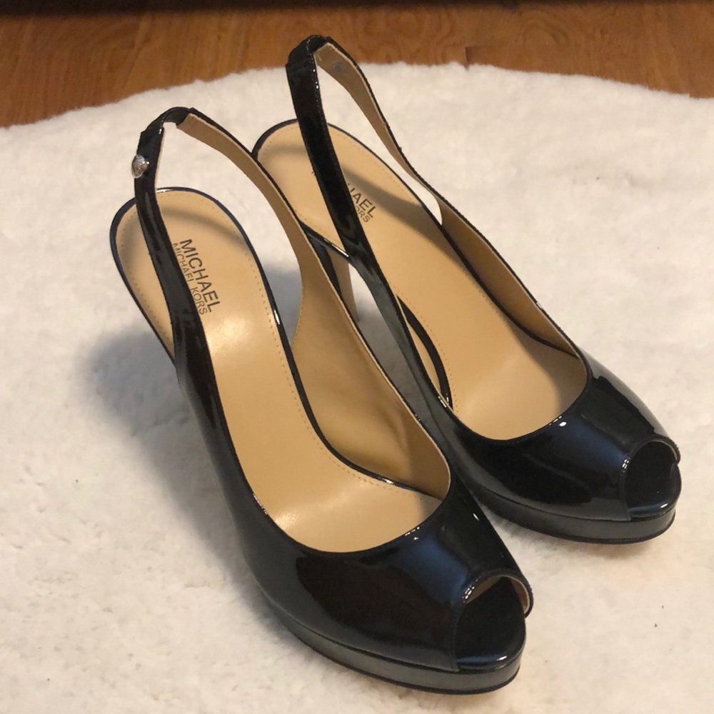 Michael Kors York Slingback Heels Black Sz 8.5